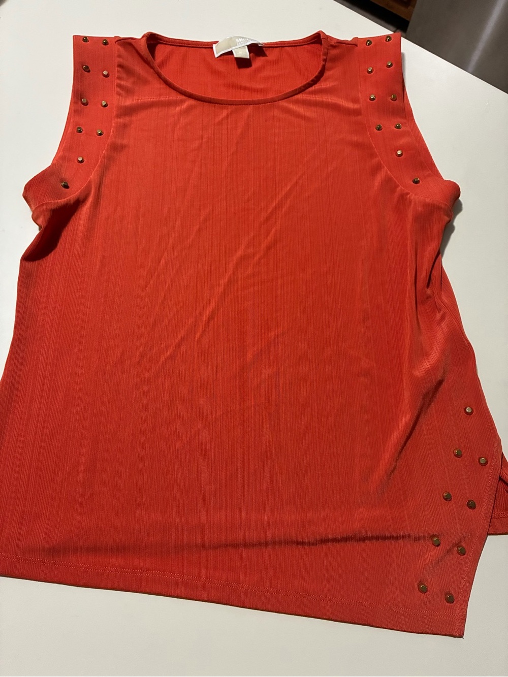 Michael Kors Orange Sleeveless Stud-Detail Tank